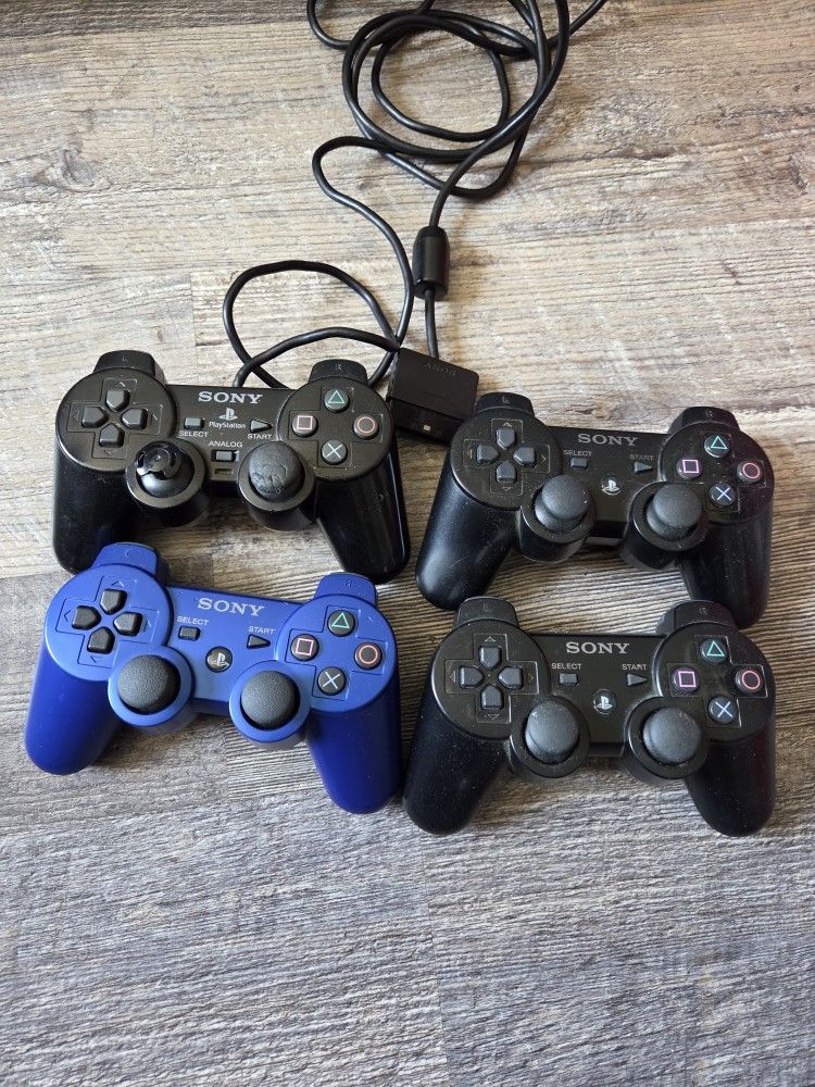 Sony Playstation 3 PS3 DualShock 3 Controller Blue OEM (For Parts) Lot of 4
