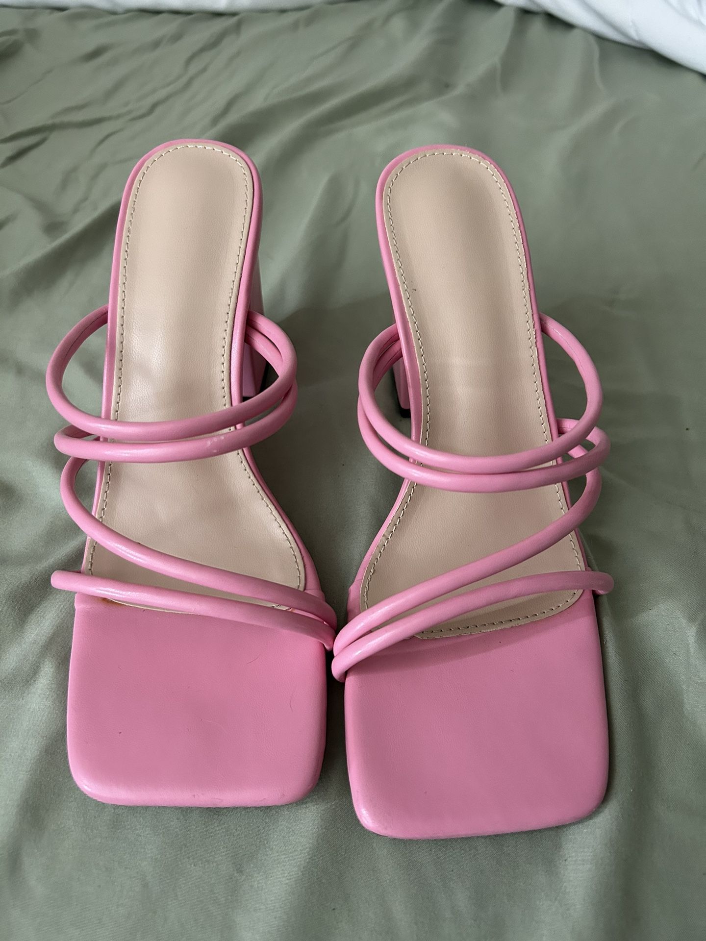 Pink Square Toes Heels