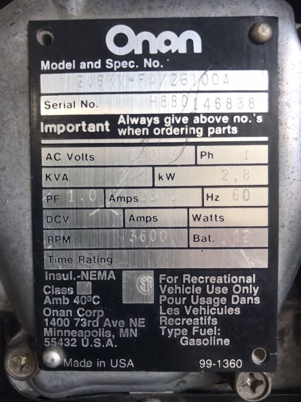 Onan MicroLite 2800 RV Gas Generator for Sale in Fort Myers, FL OfferUp