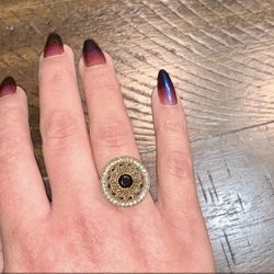 SALE! TURKISH ONYX .925 & BRONZE RING 7.5