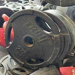 Pair Of Troy Rubber Coated 25 Pound Plates $80 For The Pair