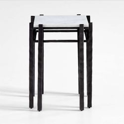 Crate & Barrel Serra White Marble End Table (2 Tables)