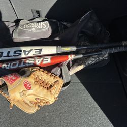 Baseball Bats MIT And Balls And Bag