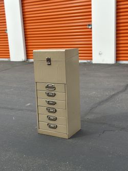Vintage Metal 6 Drawer Filing Cabinet Top Opening Mid Century Office Filing Cabinet Shop Metal Cabinet