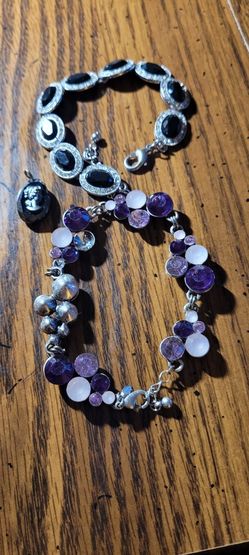 2 Bracelets w/Black Charm