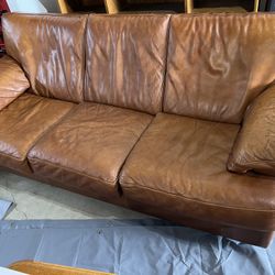 Genuine Leather Sofa And Chair - $150