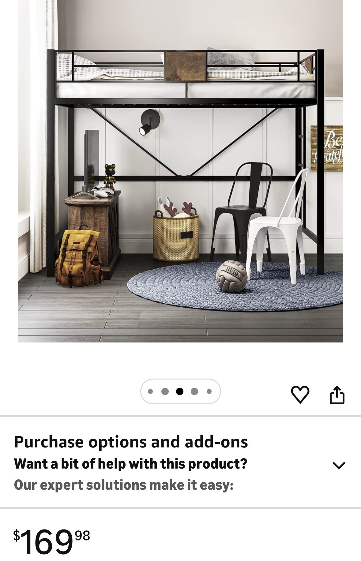 Loft Bed Twin Size with Ladder & Guardrail