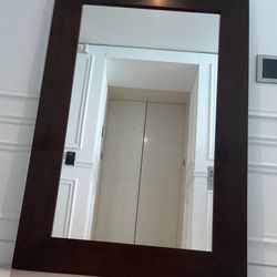 Large Full-Length Floor Mirror with Dark Wood Frame