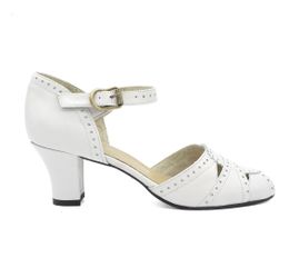 Brand new The Emily 2.0 is an updated version 1930's style perforated Emily featuring an ankle strap instead of the T-strap.