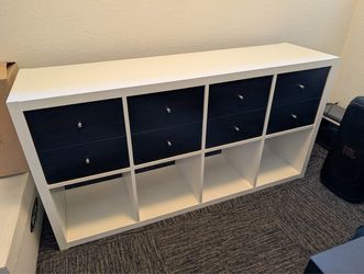 IKEA shelving unit white with black cubbies