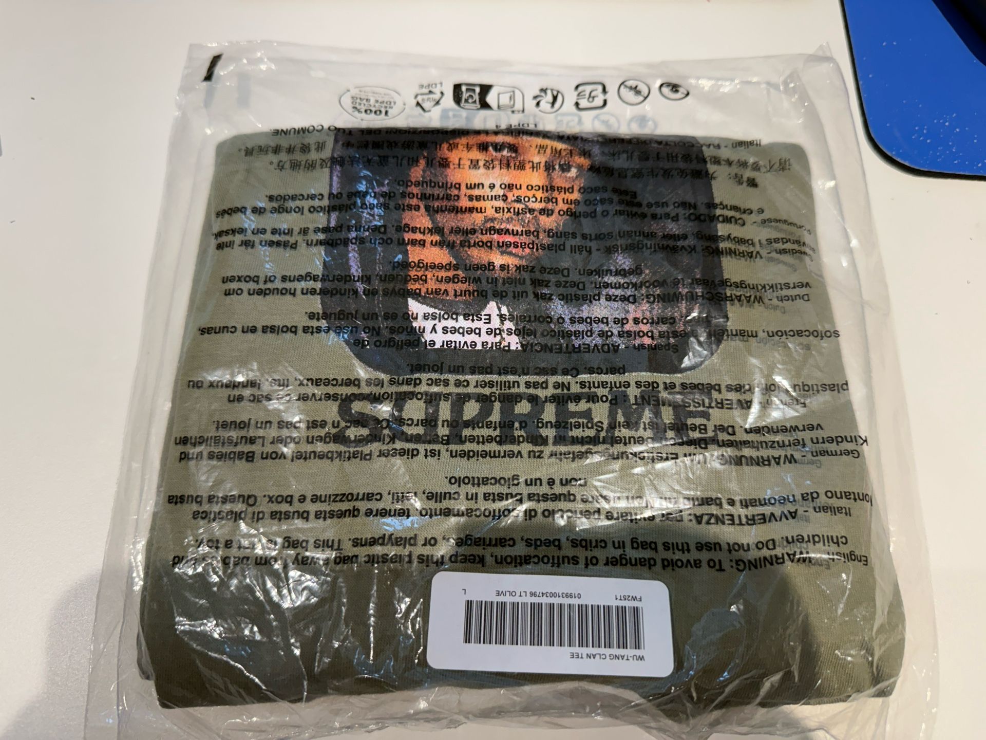  Supreme / Wu-Tang Clan RZA Tee T-Shirt Light Olive Size Large