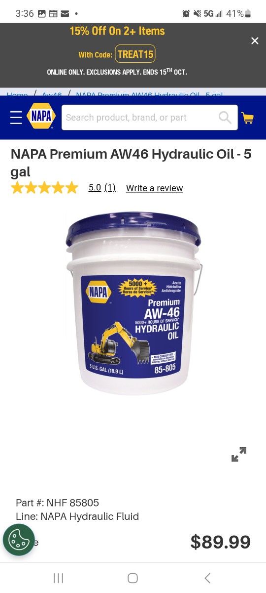 Napa AW-46 Hydraulic Oil