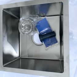 15 x 15 Inch Undermount Kitchen Sink, T-304 Stainless Steel Handmade Single Bowl Kitchen Bar Sink or Prep Small Sink (Brushed)