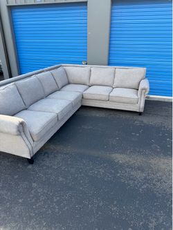Large Gray L-Shaped Sectional Sofa