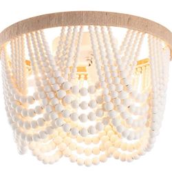 VILUXY Bohemia Wood Beaded Flush Mount Ceiling Light Antique Rustic（brand new）