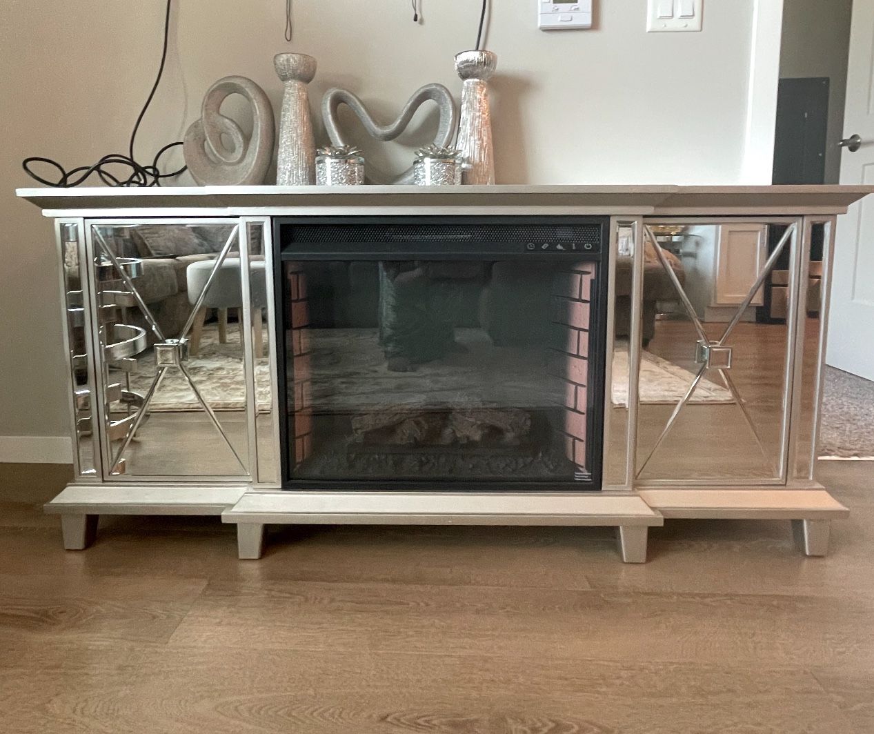 Mirrored Fireplace Tv Stand