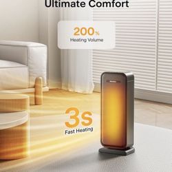 PELONIS Space Heater Indoor With 75 Oscillation & Remote, 16 Inch Portable Wi...