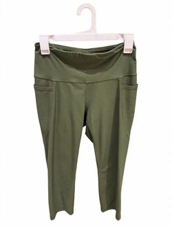 Olive Green High-Waist Cropped Leggings with Pockets