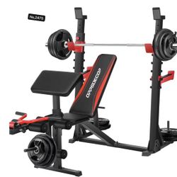 900LBS Weight Bench Set with Squat Rack Preacher Curl Weight Bench with Leg Extension Bench Press Set Workout Bench for Home Gym Full Body Workout(No 