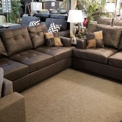 Brand New Brown Bonded Leather Sofa + Loveseat 2PCs Set