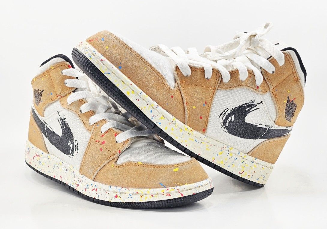 Nike Air Jordan 1 Mid SE Brushstroke DA8006-100 GS 6.5Y