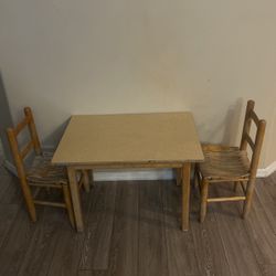Kids wood table and chairs 