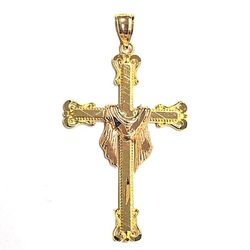 Cross religious pendant 14K REAL YELLOW & ROSE GOLD.