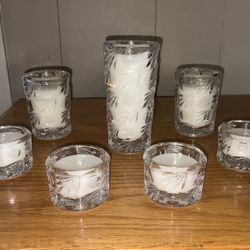 Set Of 7 Czech Republic Crystal  Candle Holders