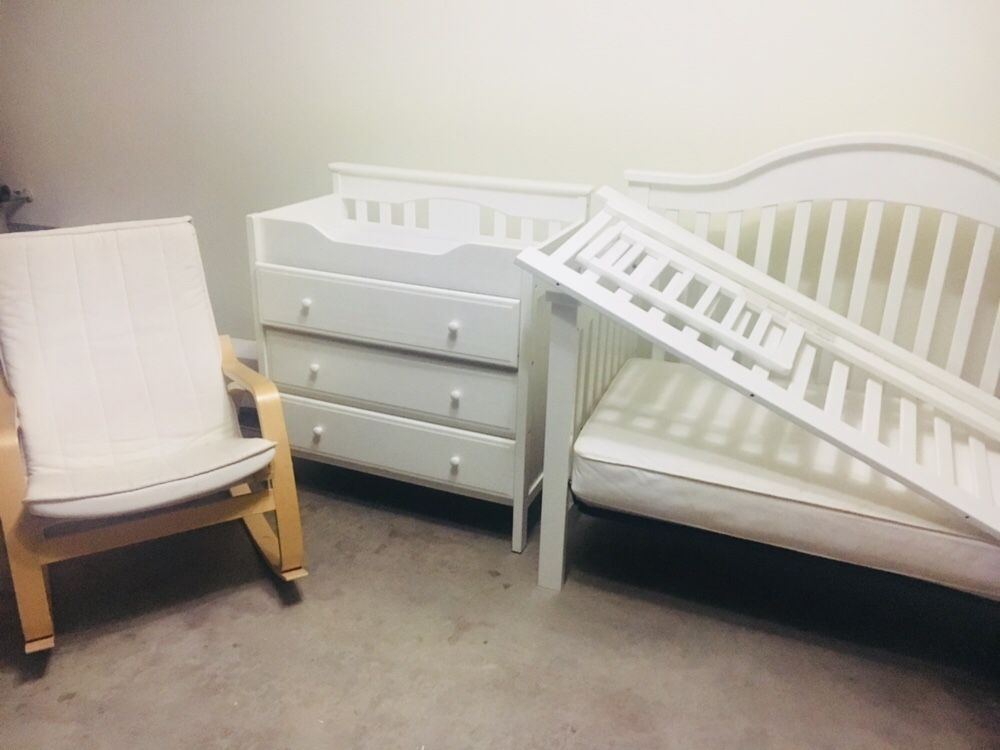 Crib / Toddler bed , Changing Table / Dresser and Rocking Chair
