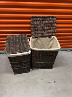Wicker Hamper Basket - $20