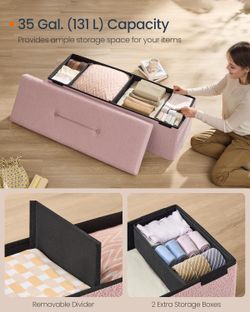 Storage Ottoman Bench, Storage Chest, 15 x 43 x 15 Inches, Foot Rest Stool, End of Bed Bench, Load up to 660 lb, for Living Room, Bedroom, Entryway, J