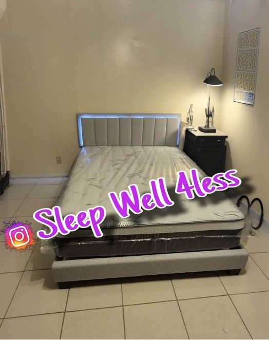 NEW  QUEEN BED FRAME AND MATTRESS 
