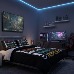 Gaming Comforter for Boys Teen,Game Contoller Bedding Set for Kids,Down Alternative for All Season,Gamer Home Decor for Boys Comforter Set