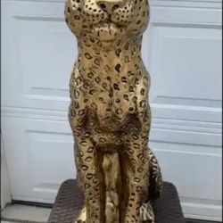 3 Ft Tall Golden Leopard Statue 