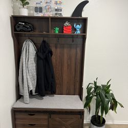 Wooden Hallway Tree With Bench