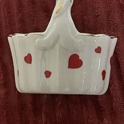 Vintage Lefton Heart Basket 