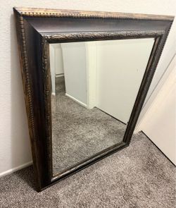 Dark Wood Ornate Framed Wall Mirror
