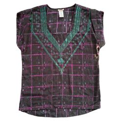 Ecot'e Embroidered Geometric V-Neck Top Size M