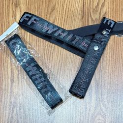 off-white dog harness & leash