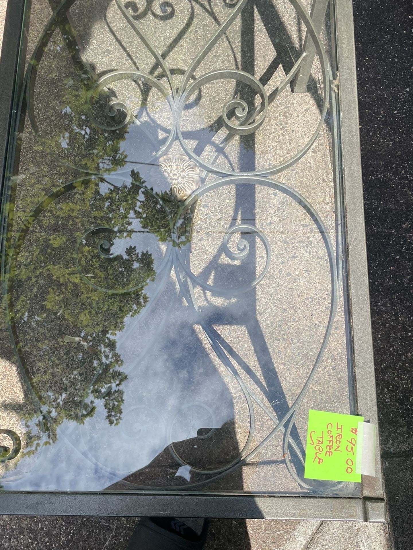 Used Iron Coffee Table With Glass Top