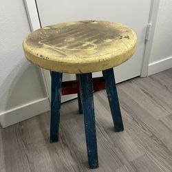 Wooden Round Stool Great For DIY Project 