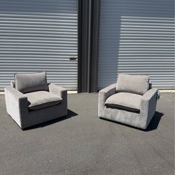 2 Swivel Accent Chairs (Taupe) Set – 360° Swivel