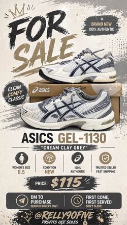 ASICS Gel-1130 “Cream Clay Grey” (women size 8.5”) (New)