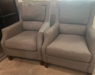 2 Grey Pillow back Accent Chairs