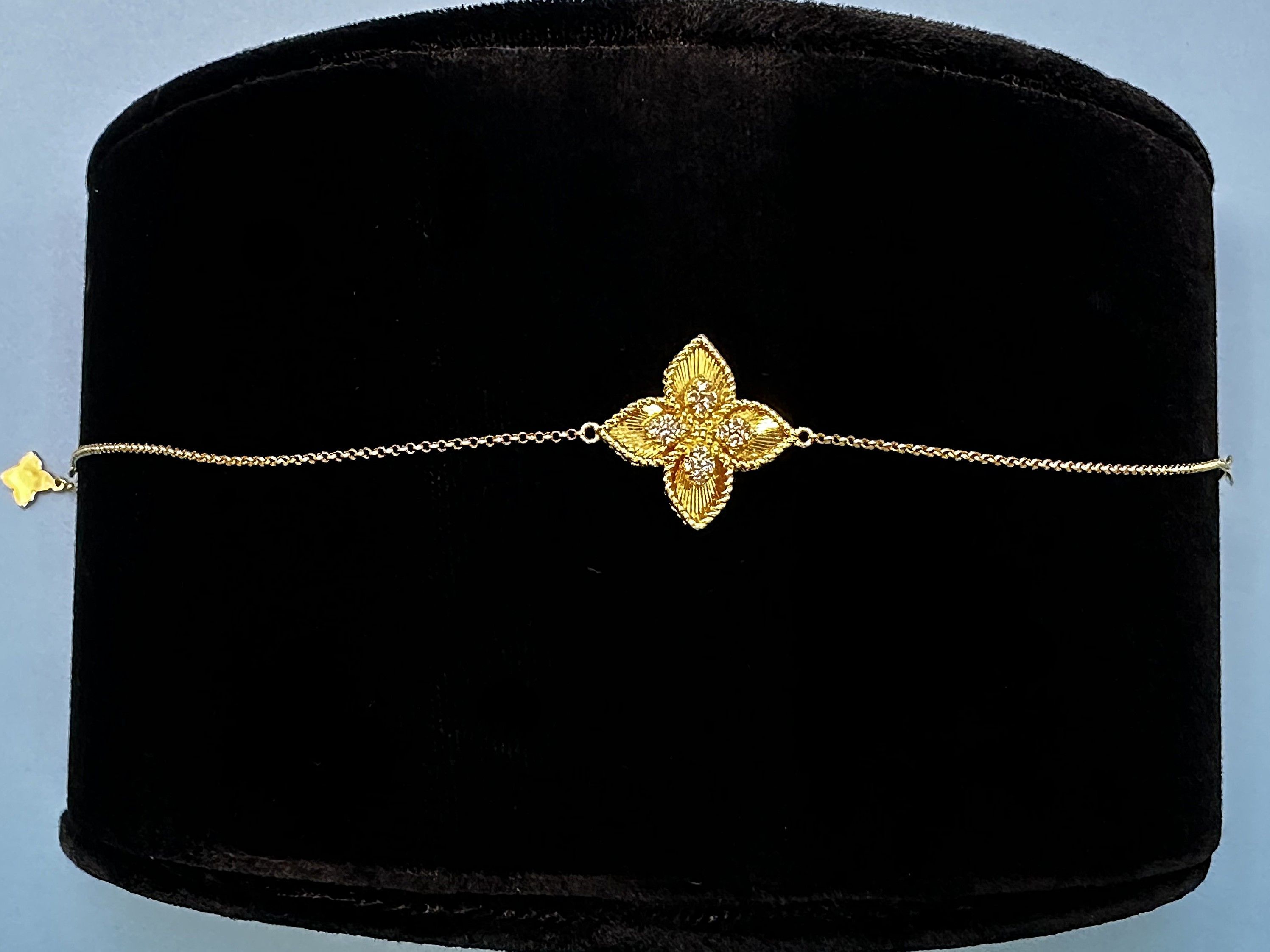 18K Yellow Gold & Cubic Zirconia Floral Clover Bracelet