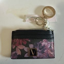Victoria's Secret Credit Card Case Keychain Charm Coin Wallet Night Bloom Floral