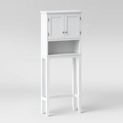 Bathroom Etagere with Hardwood Frame, Universal Storage Cabinet White