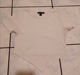 Forever 21 White Ribbed Crop Top