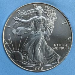 1999 mint state uncirculated American Eagle 1oz pure .999 fine silver coin 