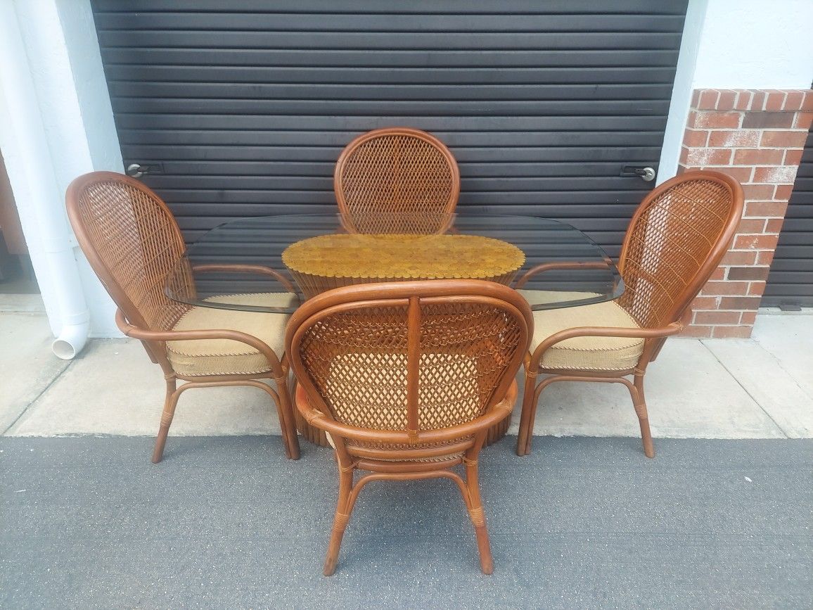 Vintage Mcquire Rattan Dining Set.